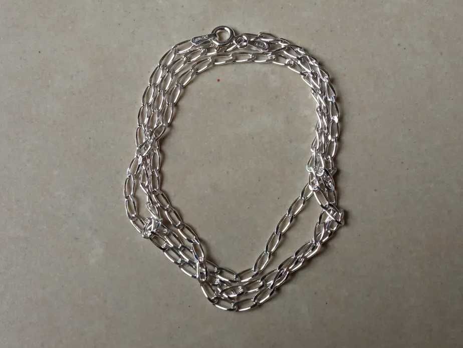 Srebrny naszyjnik Srebrny Pancerka prostokątna 45 cm Sterling Silver