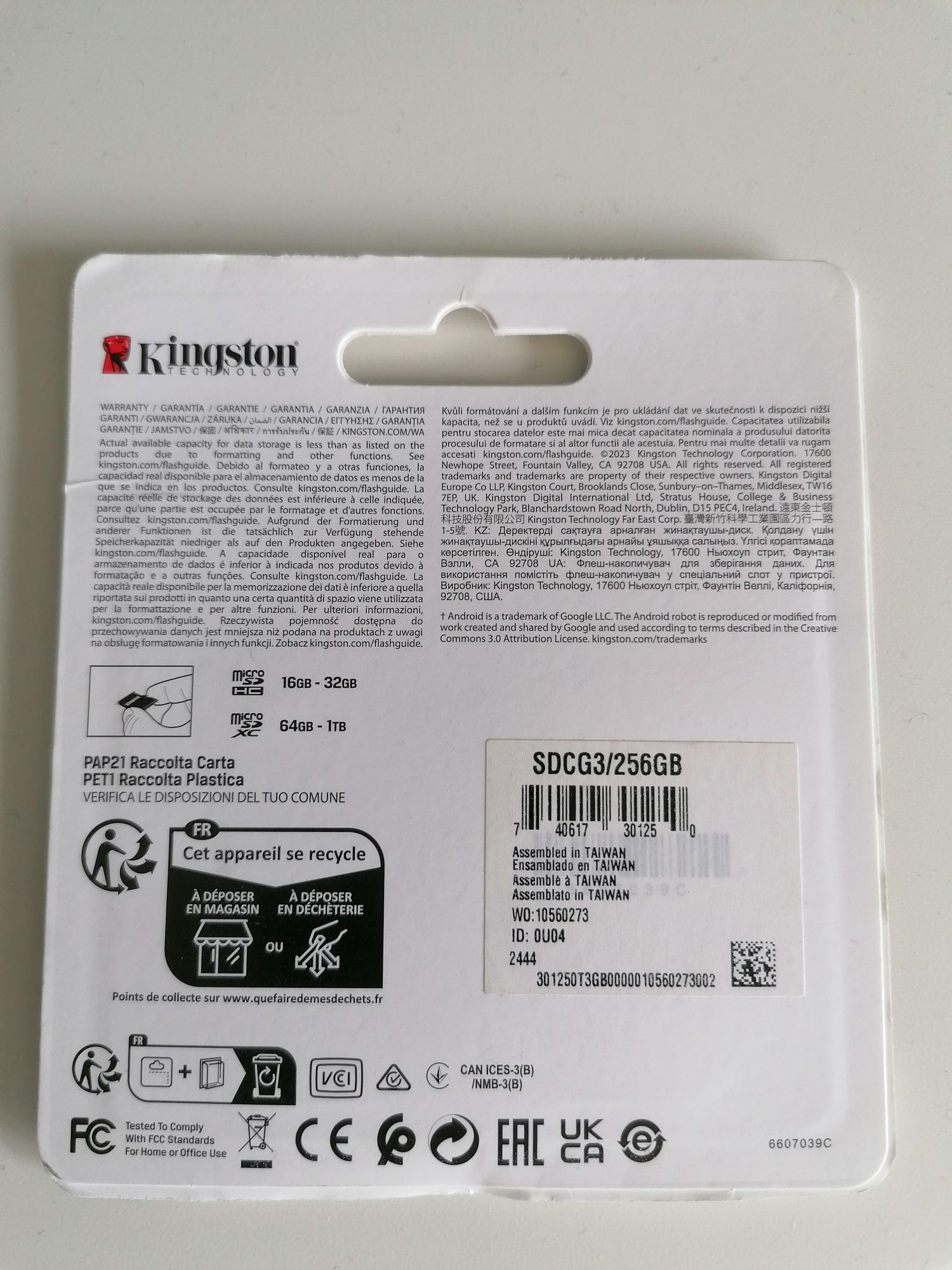 Cartão Micro SD 256Mb Canvas