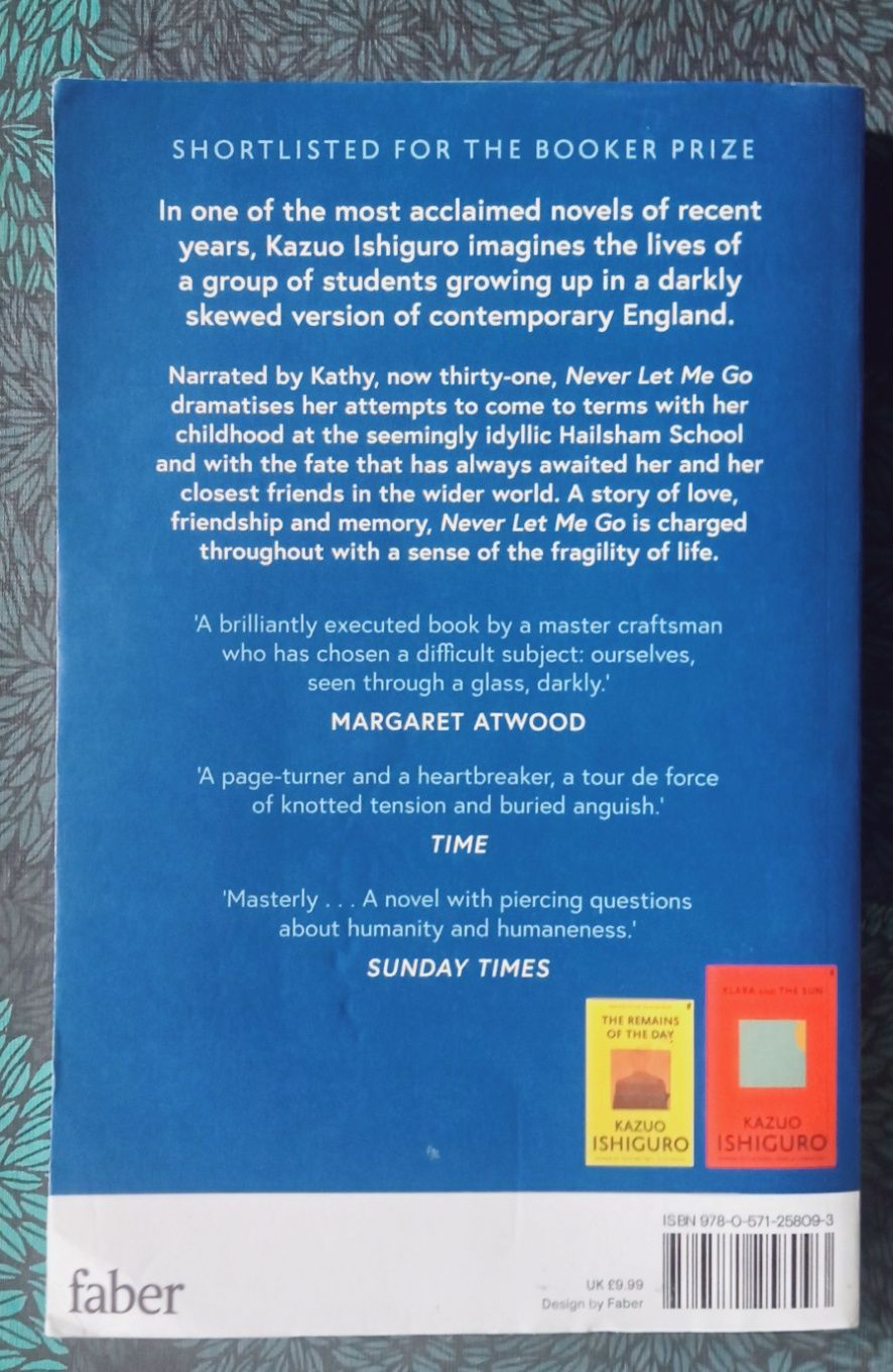 Book Never Let Me Go by Kazuo Ishiguro