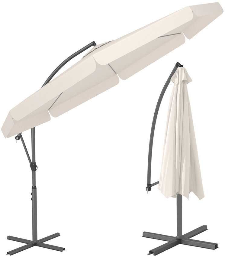 Nowy Parasol Ogrodowy Duży Składany Wysięgnik 350cm Falbany Tarasowy