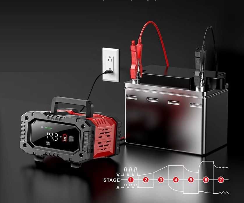 Prostownik Samochodowy do Akumulatorów z Rozruchem 12V 24V 25A Booster