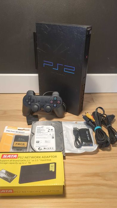 PlayStation 2 Fat+Pad+HDD ~100 gry+Karta FMCB 64MB+WIDEO [PS2]