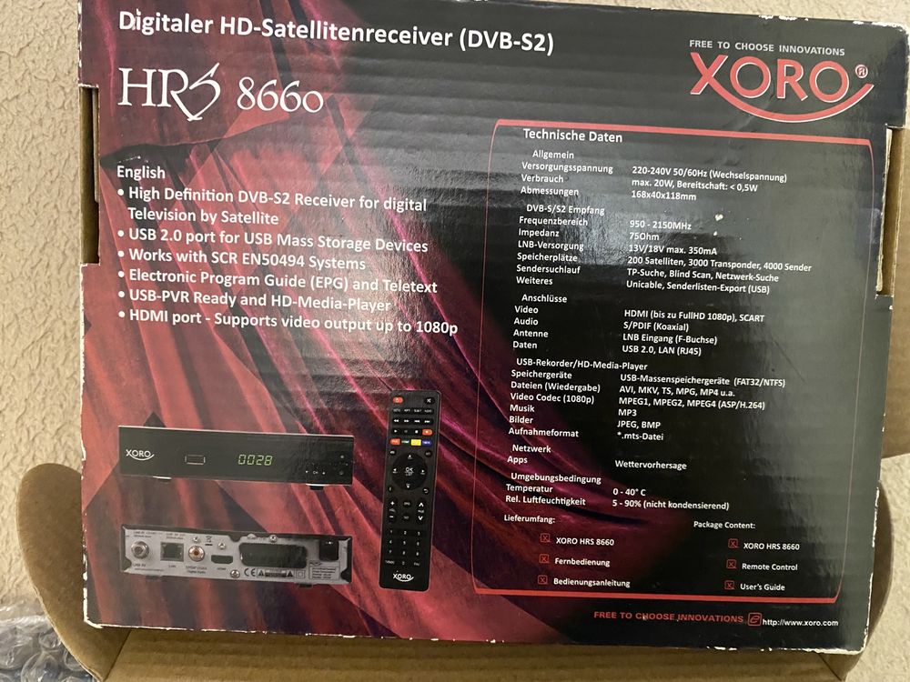 Тюнер dvb-s xoro hrs 8660