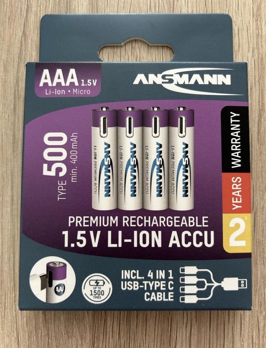 Акумулятор Ansmann літровий ААА 1.5V /500 mAh 4 шт