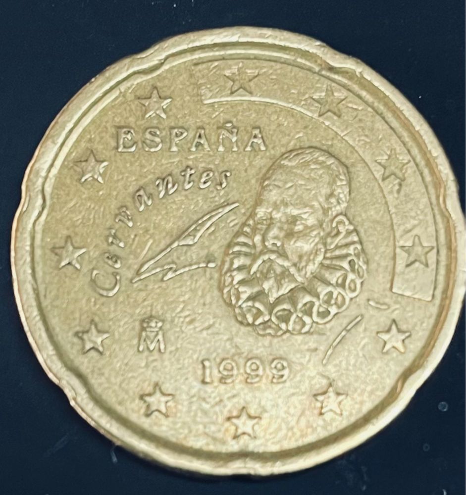 Moeda 20 Cêntimos de Espanha de 1999 Moeda de Coleção