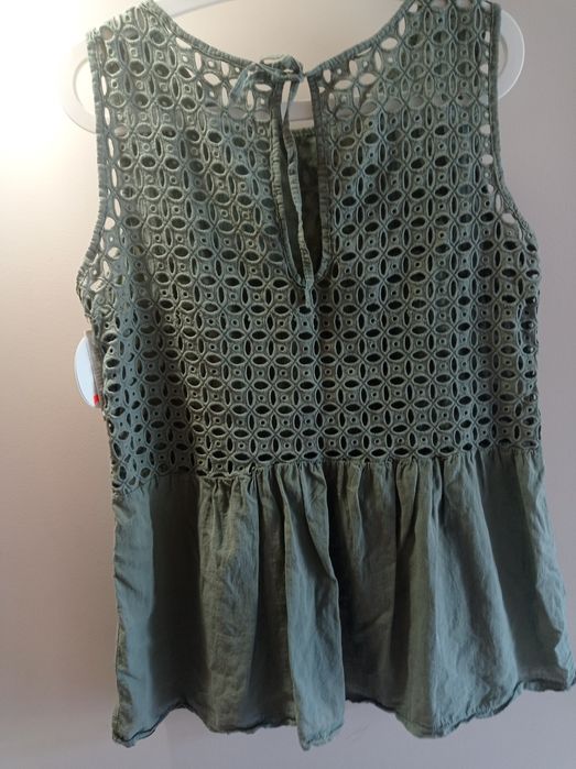 Nowa z metką, bluzka damska w kolorze oliwkowym, Zelante Made in Italy