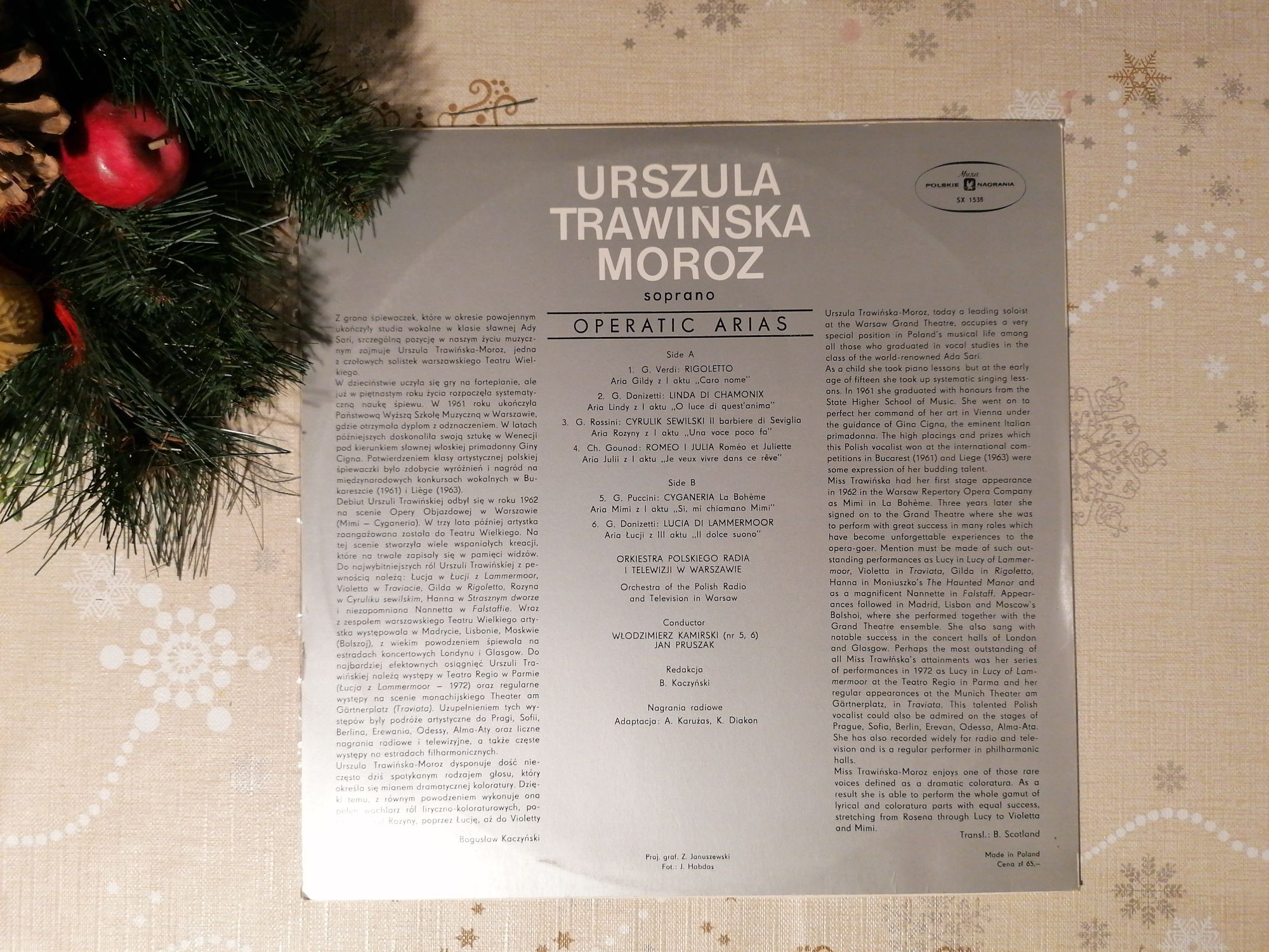 Urszula Trawińska Moroz Soprano Operatic Arias Płyta Winylowa