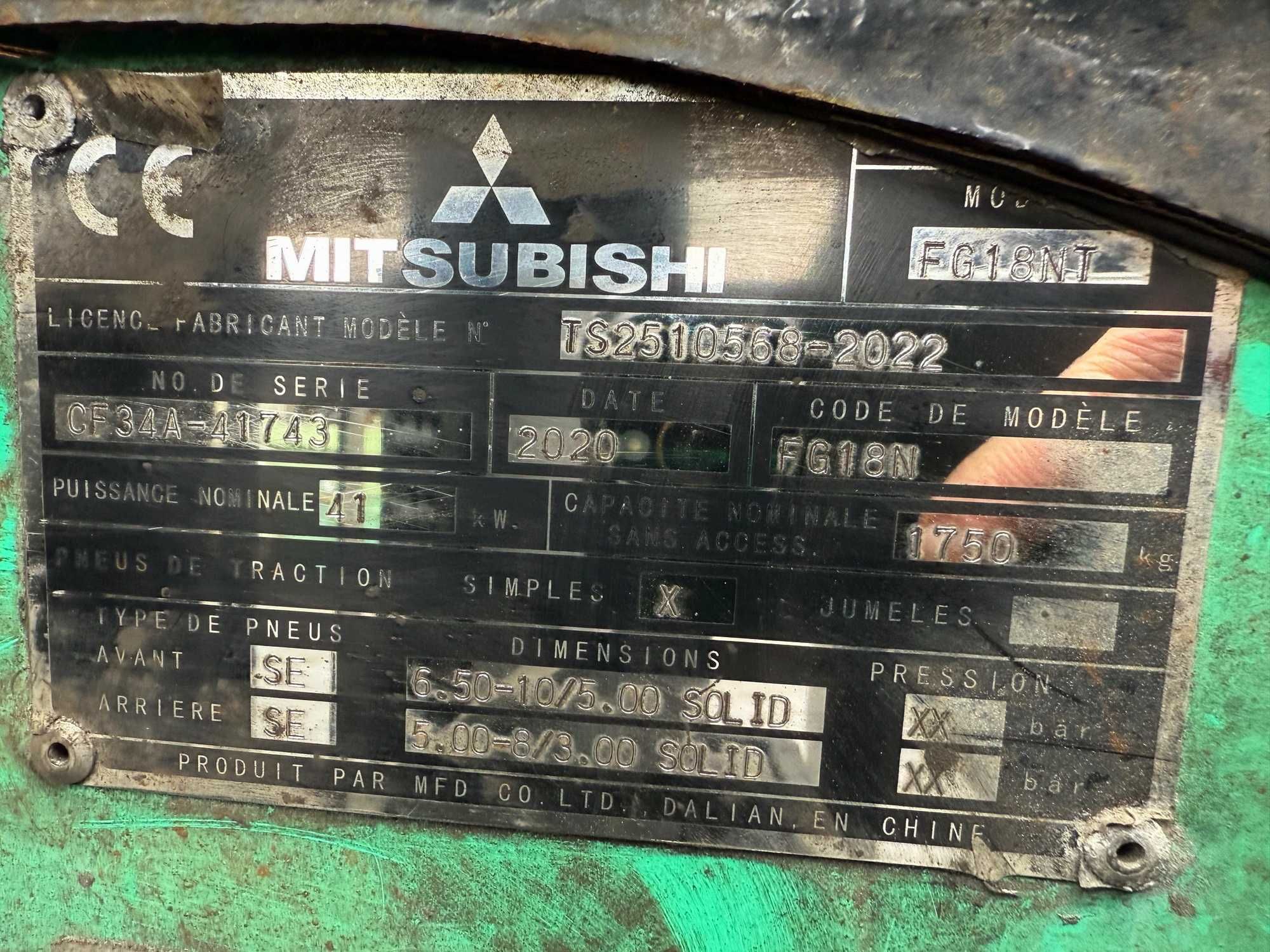 wózek widłowy MITSUBISHI FG18NT 1800kg Triplex 4.70m kabina 2020' rok