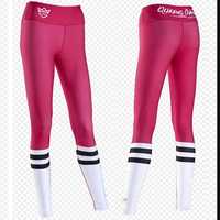 Damskie długie legginsy Olimp High Sock Pink White - rozmiar XL