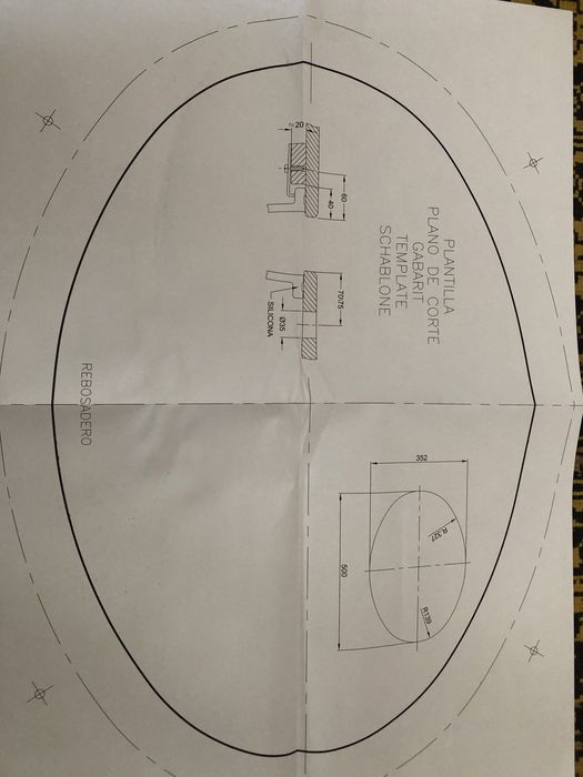 LAVATORIO de embutir por baixo Sanitana Loja 560X415 branco