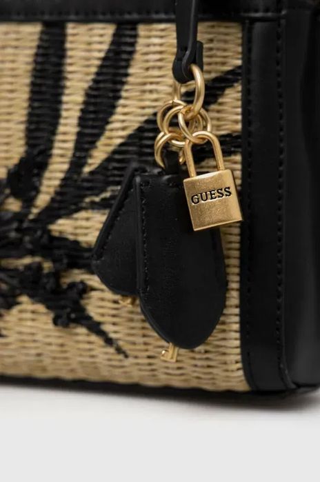 torebka guess katey listonoszka czarna naturalna