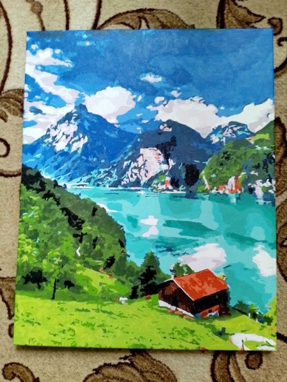 Картина холст домик у озера 40*50см
