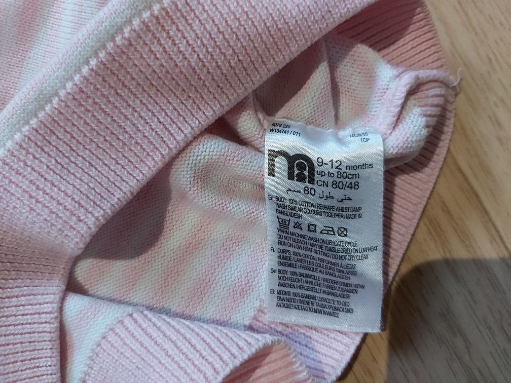 Różowy sweterek cienki 9-12 miesięcy