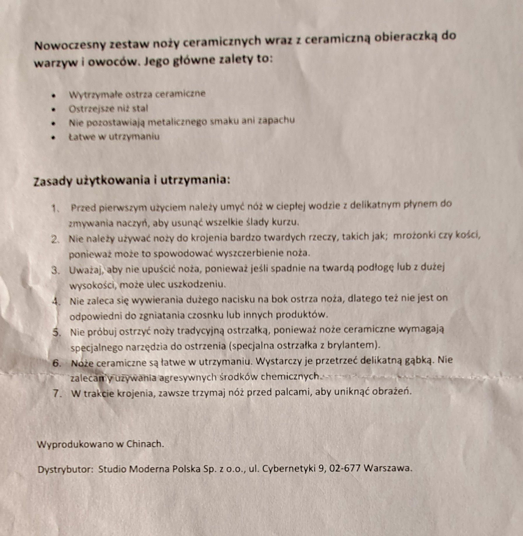Noże ceramiczne + obieraczka Delimano Ceramica Nera