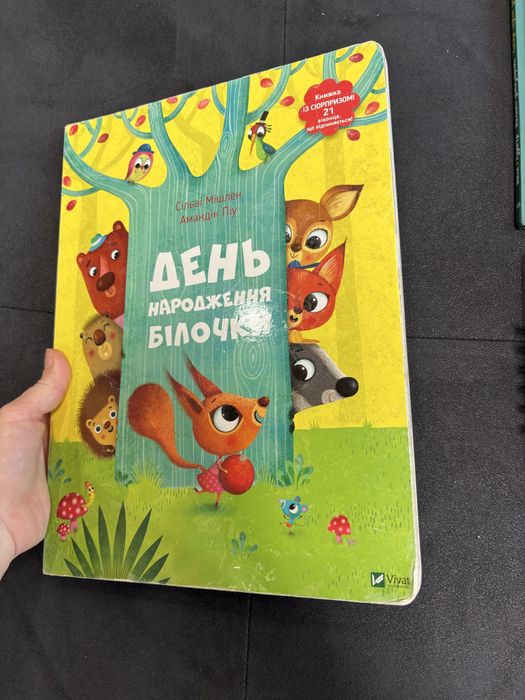 Книги День народження білочки, Мій першиц словничок, книга на липучках