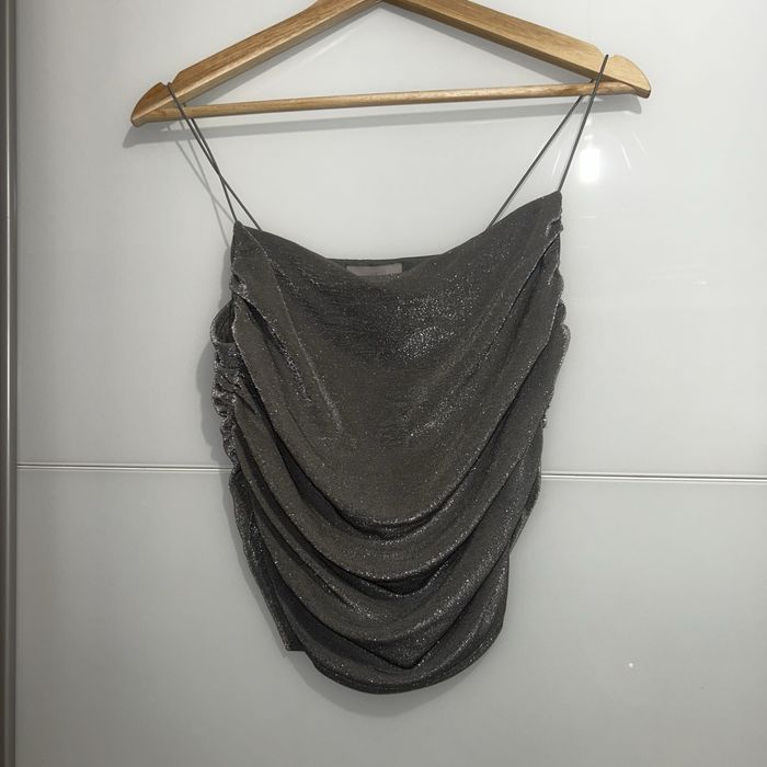Brokatowy srebrny top H&M