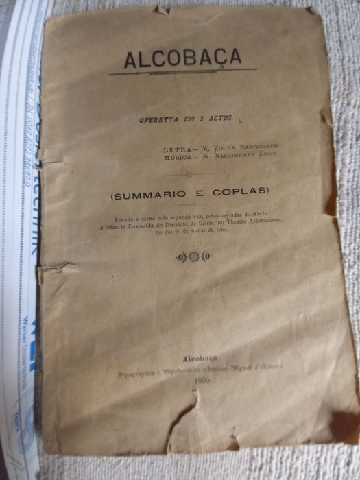 Alcobaça - operetta em dois actos livrinho de 1909