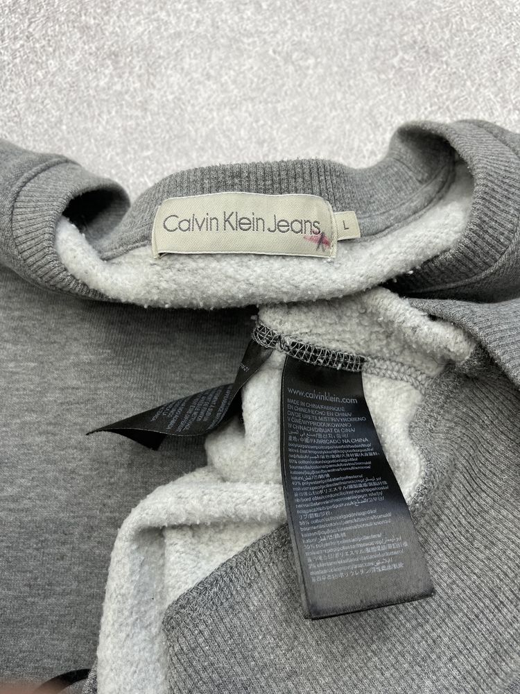 Мужской серый свитшот Calvin Klein с большим лого оригинал кофта