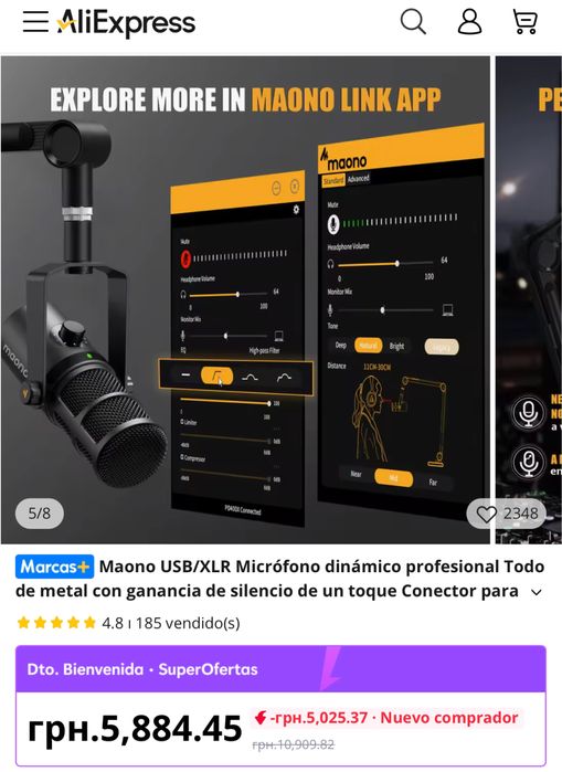 Професійний динамічний мікрофон Maono PD400X USB/XLR