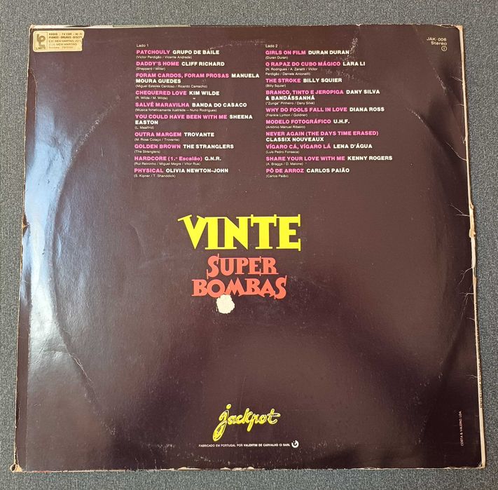 Vários Artistas Jackpot 20 Super Bombas LP Vinil