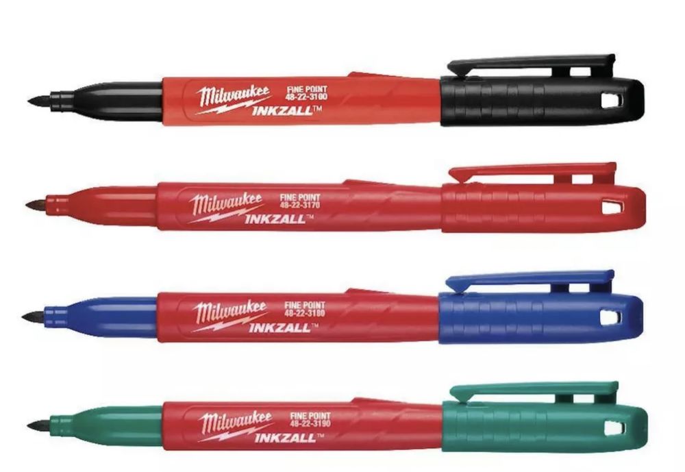 Набір маркерів Milwaukee Inkzall, кольорові, чорні 4 шт.