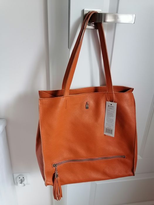 Torba szoperka pomarańczowa skórzana Wojewodzic