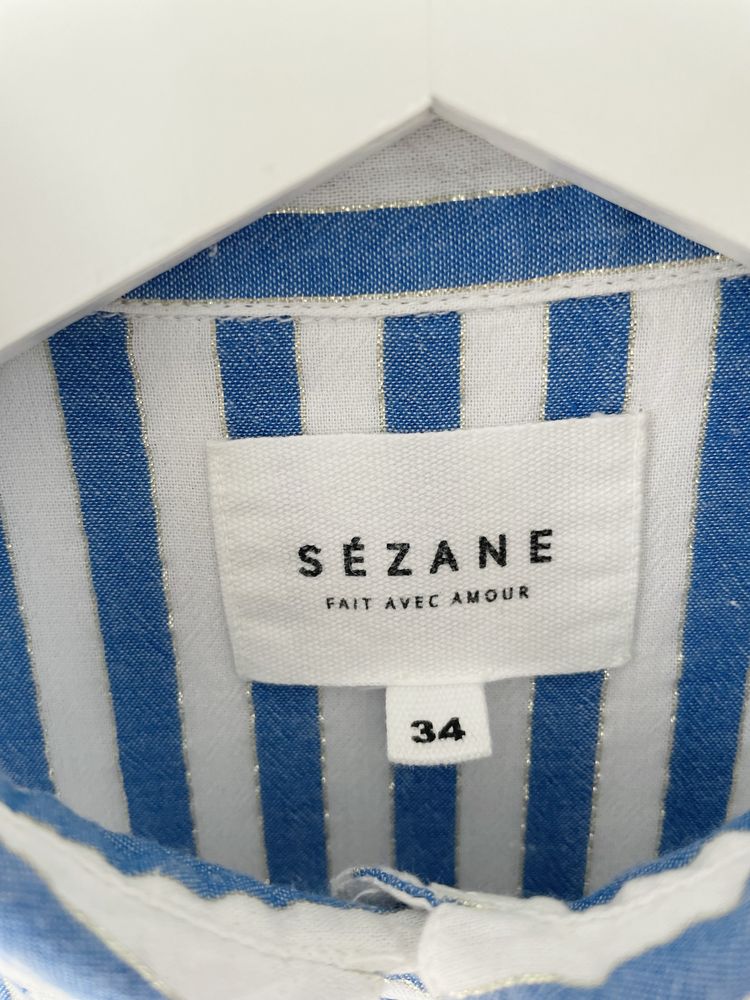 Sézane Bawełniana sukienka w niebieskie paski