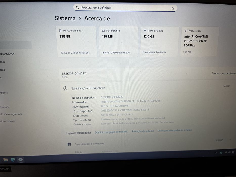 Lenovo V330 12Gb RAM 256 SSD