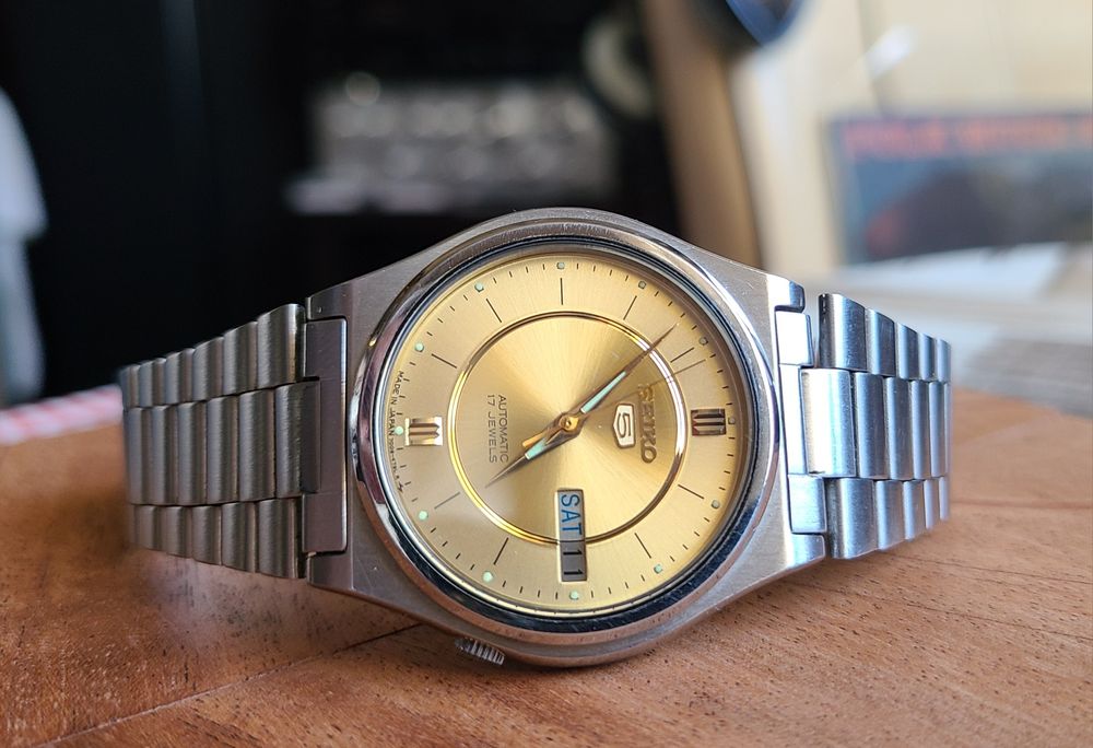 Винтажные наручные часы SEIKO 5, полностью рабочие, Dial - позолота!