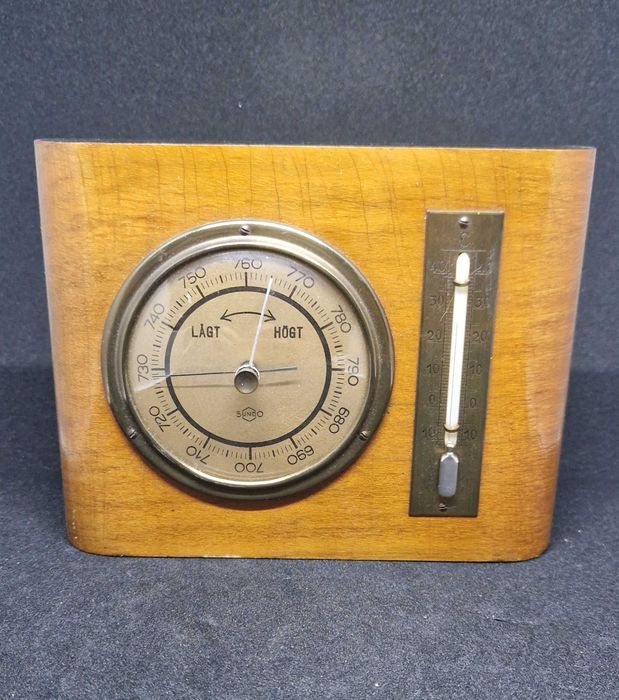 Barometr, drewno metal, sprawny
