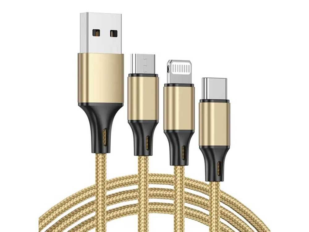 Kabel usb 3w1 do telefonu przewód  iphone micro usb type-c 1,2m