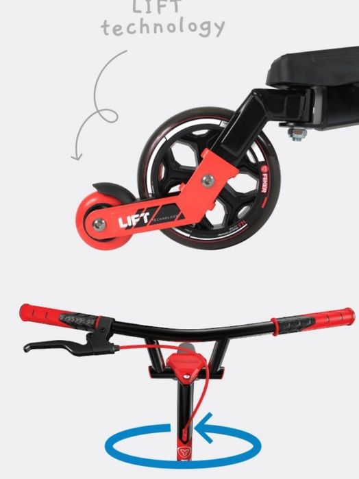 трюковой   инерционный трёхколёсный самокат фликерYvolution Fliker Lif