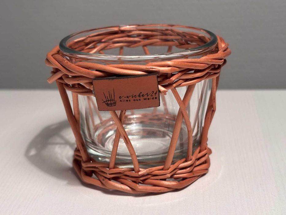 NOWA Osłonka na świeczkę/tealight w wiklinowej osłonce