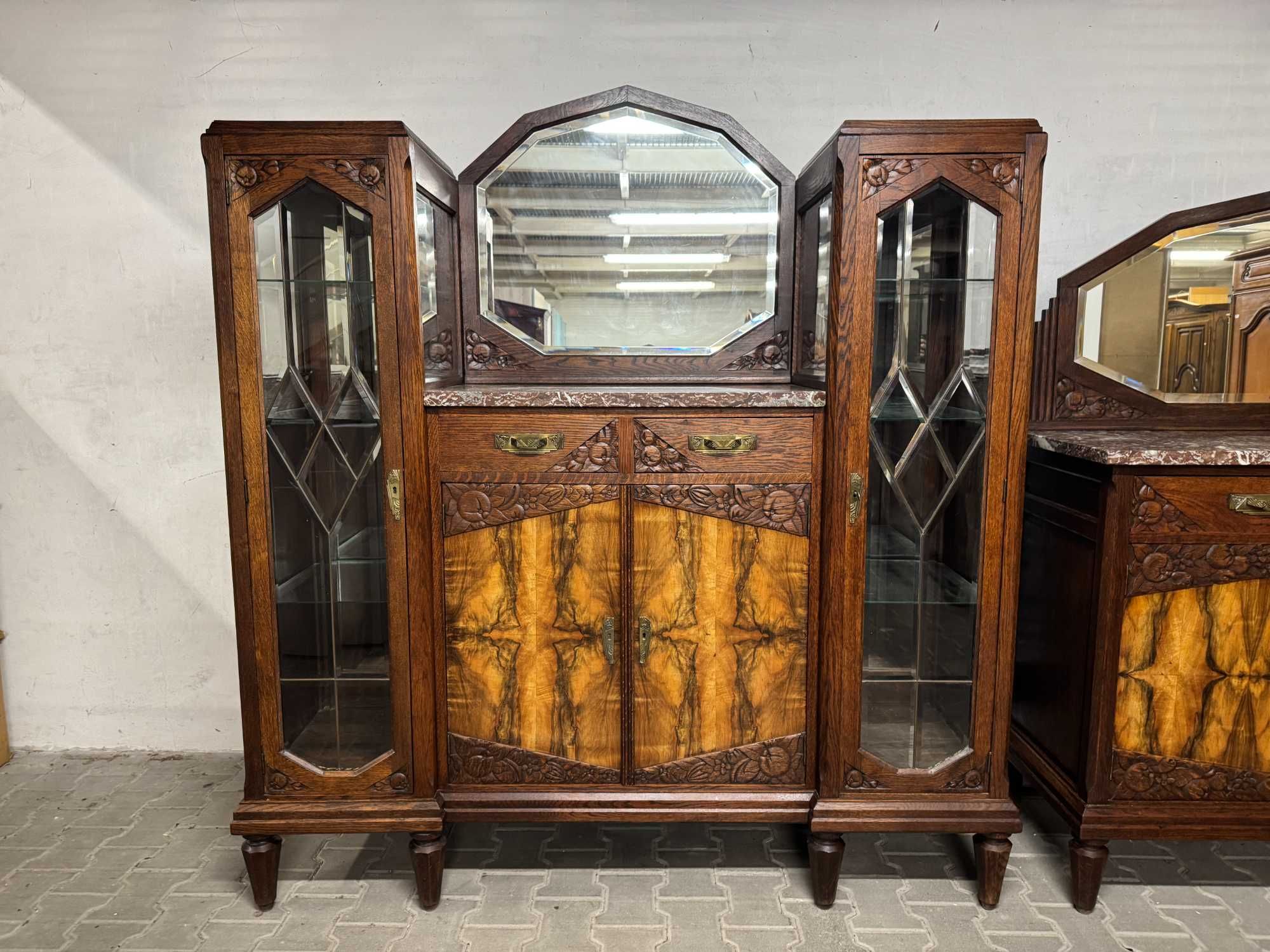 Stół Art Deco stół drewniany stół i krzesła orzech Belgia