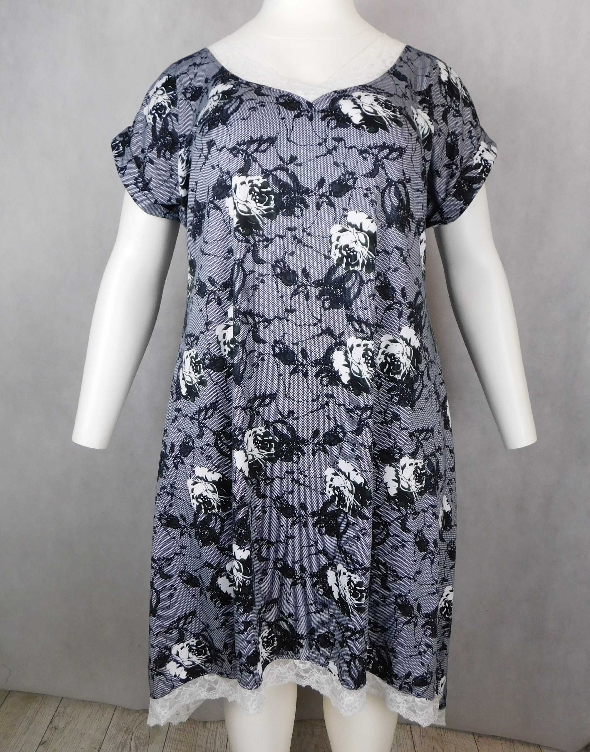 Sukienka elegancka z kieszeniami imitacja koronki XXXL - 60/62
