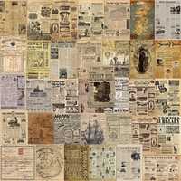 Набор виниловых наклеек стикеров полосы газет 19 века винтаж пергамент