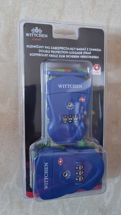 Dwa pasy zabezpieczające bagaż, walizkę, na zamek TSA, firmy WITTCHEN
