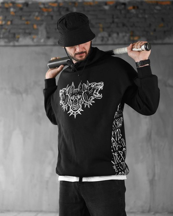 Стильне чоловіче худі “Doberman” на флісі  оверсайз, Без передоплати!