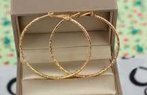 Серьги кольца Xuping Jewelry граненые 5 см золотистые