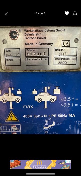 Podnośnik dwukolumnowy Consul H400.10/2.35 Premium 2017r.