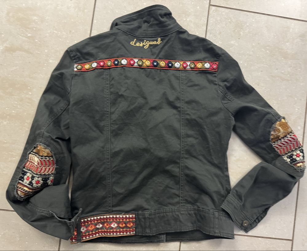 Desigual extra kurtka - katana jeans/ khaki S hafty, extra stan