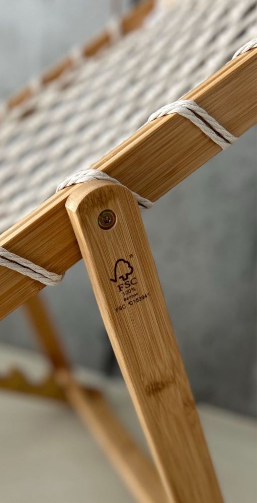 Leżak Boho Makrama Beż Bambusowy Nowy Wysyłka