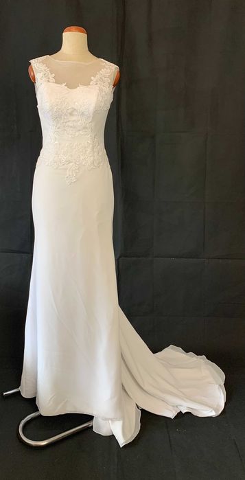 Nowa Suknia Ślubna Ivory Kremowa M 38 Gładka Empire Syrena Glamour