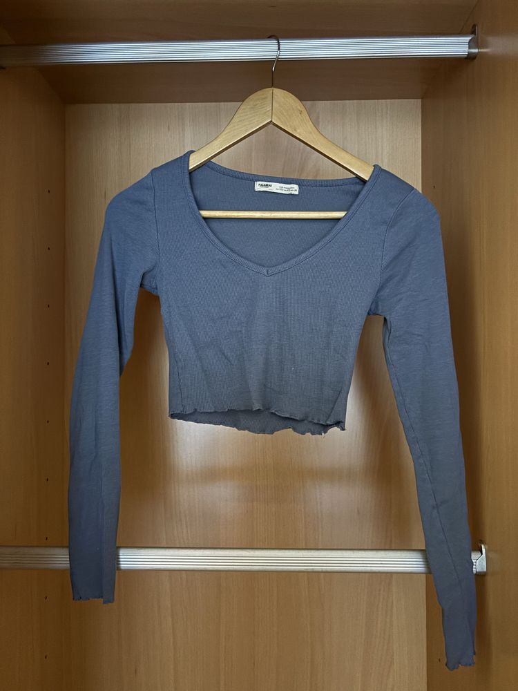 Top Manga Comprida Azul Pull&Bear