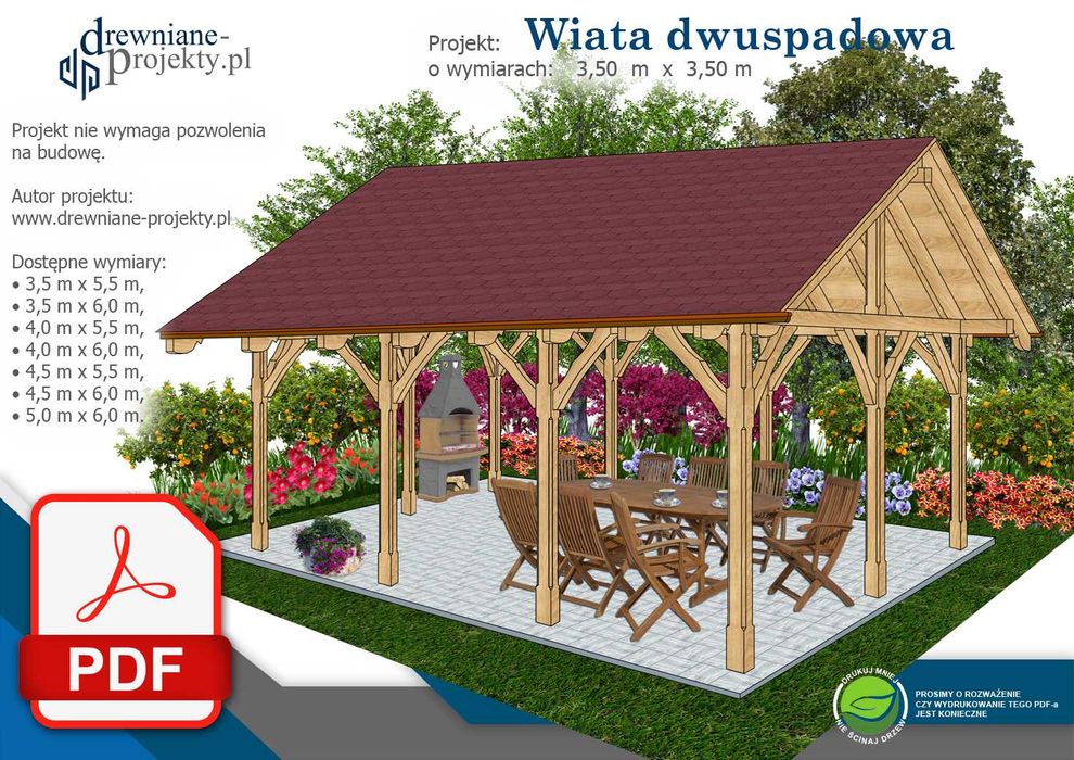 Projekt DIY: Altana, altanka, wiata ogrodowa, drewniana - plik PDF !!