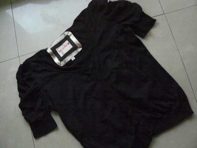INFLUENCE sweter rozpinany bluzka czarna bufki hit