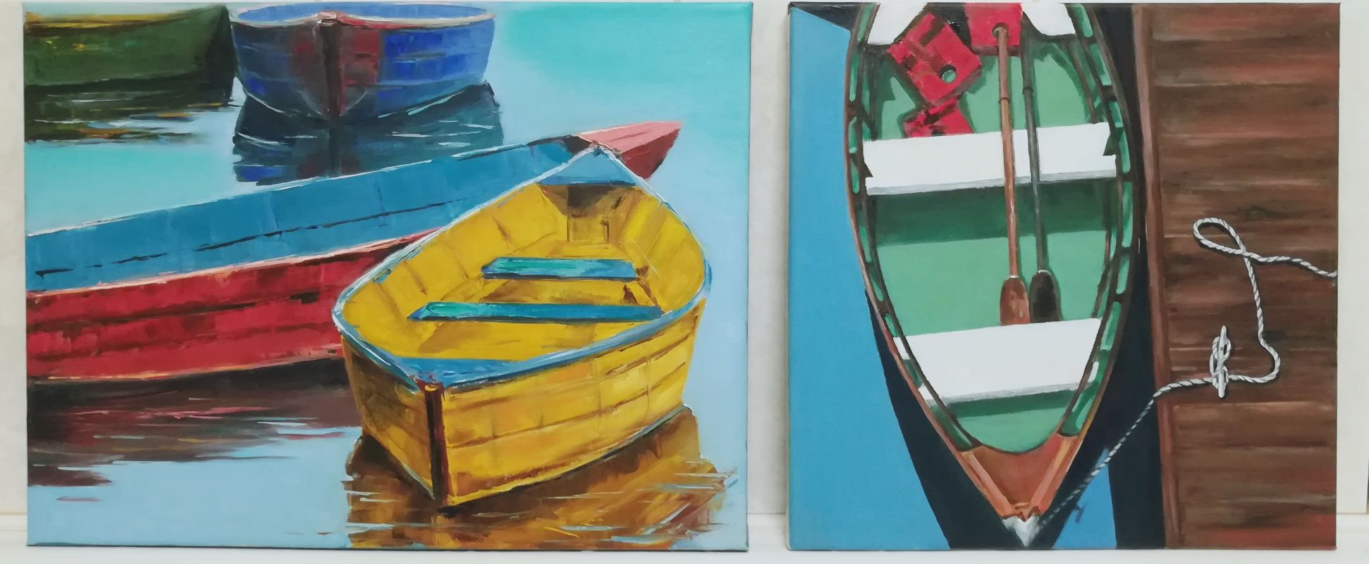 Діптих «Човни», дві картини 30х30, 30х40 оригінал
