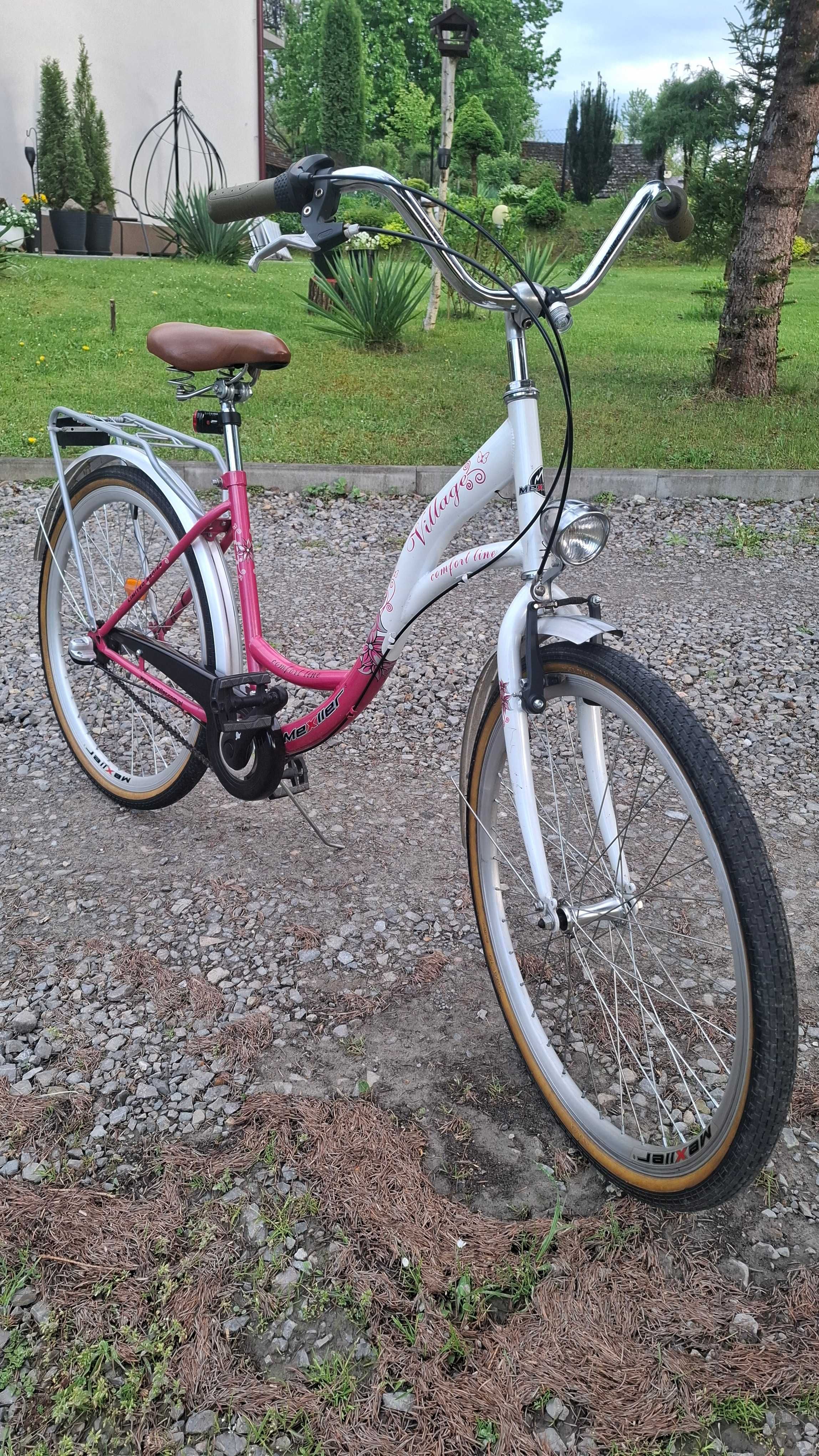 Damski Rower Miejski firmy VILLAGE- koła 26" kolor biało różowy