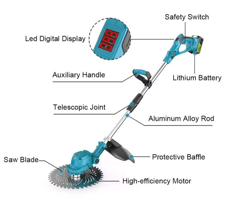 Roçadora Grande a Bateria C/ 2 Baterias Tipo Makita