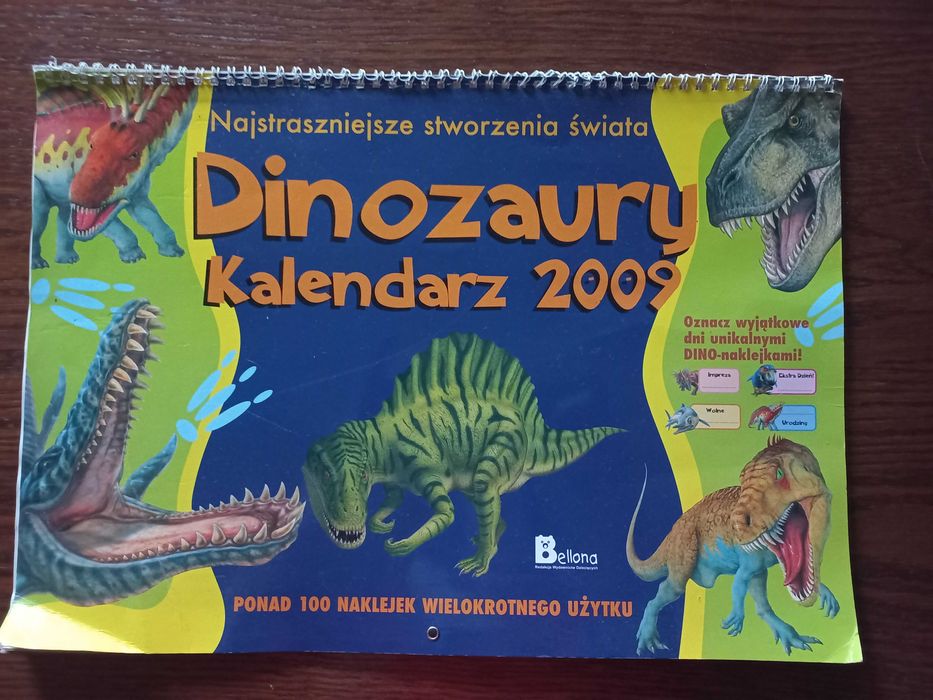 Kalendarz 2009 rok - Dinozaury (z wklejonymi naklejkami)